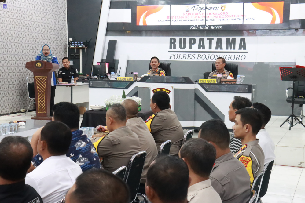 Polres Bojonegoro Gelar Tasyakuran Bersama SPSI di Hari Buruh Internasional&nbsp;2024