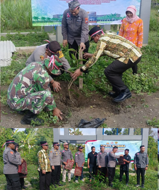 Jelang Hari Bhayangkara Ke 78, Polsek Kalitidu, BKP Dan Forpimca Tanam Pohon&nbsp;Bersama
