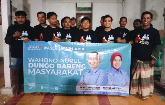 Relawan Pendekar Malowopati Tebarkan Dukungan Ke Setyo Wahono – Nurul Azizah di Kecamatan&nbsp;Sukosewu